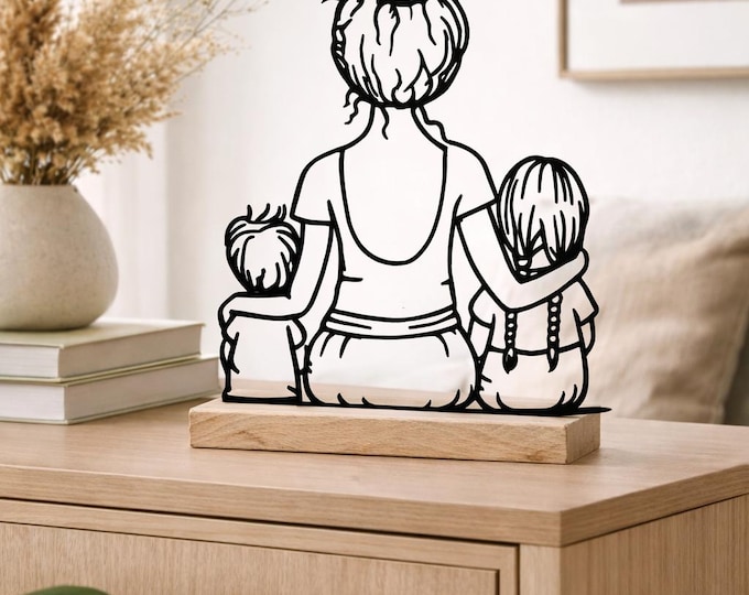 Geschenk Familie Lineart Familienfigur